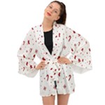 Christmas Xmas Holiday Pattern Background Long Sleeve Kimono