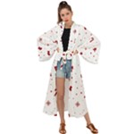 Christmas Xmas Holiday Pattern Background Maxi Kimono