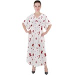 Christmas Xmas Holiday Pattern Background V-Neck Boho Style Maxi Dress