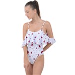 Christmas Xmas Holiday Pattern Background Drape Piece Swimsuit