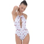 Christmas Xmas Holiday Pattern Background Plunge Cut Halter Swimsuit