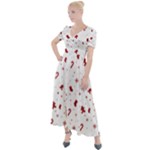 Christmas Xmas Holiday Pattern Background Button Up Short Sleeve Maxi Dress