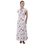 Christmas Xmas Holiday Pattern Background Flutter Sleeve Maxi Dress