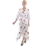 Christmas Xmas Holiday Pattern Background Quarter Sleeve Wrap Front Maxi Dress