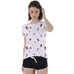 Christmas Xmas Holiday Pattern Background Short Sleeve Open Back T-Shirt