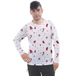 Christmas Xmas Holiday Pattern Background Men s Pique Long Sleeve T-Shirt