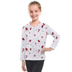 Christmas Xmas Holiday Pattern Background Kids  Long Mesh T-Shirt