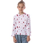 Christmas Xmas Holiday Pattern Background Kids  Frill Detail T-Shirt