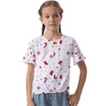 Christmas Xmas Holiday Pattern Background Kids  Cuff Sleeve Scrunch Bottom T-Shirt