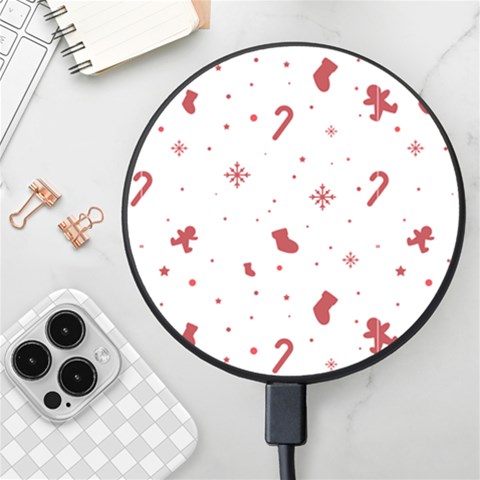 Christmas Xmas Holiday Pattern Background Wireless Fast Charger(Black) from ArtsNow.com