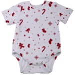 Christmas Xmas Holiday Pattern Background Baby Short Sleeve Bodysuit