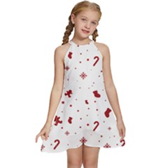 Kids  Halter Collar Waist Tie Chiffon Dress 