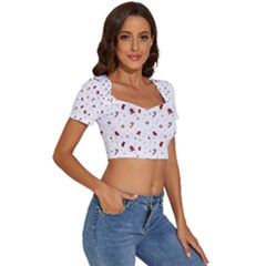 Short Sleeve Square Neckline Crop Top  