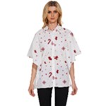 Christmas Xmas Holiday Pattern Background Women s Batwing Button Up Shirt