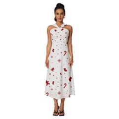 Sleeveless Cross Front Cocktail Midi Chiffon Dress 