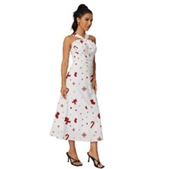 Sleeveless Cross Front Cocktail Midi Chiffon Dress 