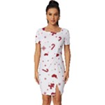 Christmas Xmas Holiday Pattern Background Fitted Knot Split End Bodycon Dress