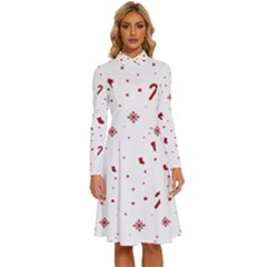 Long Sleeve Shirt Collar A-Line Dress 