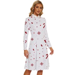 Long Sleeve Shirt Collar A-Line Dress 