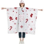 Christmas Xmas Holiday Pattern Background Women s Hooded Rain Ponchos