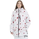 Christmas Xmas Holiday Pattern Background Women s Multi Pockets Zip Ski and Snowboard Waterproof Breathable Jacket