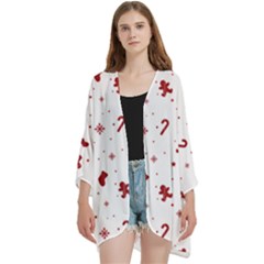 Open Front 3/4 Sleeve Batwing Chiffon Cardigan Kimono 