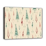 Trees Christmas Holiday Pattern Canvas 14  x 11  (Stretched)