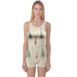 Trees Christmas Holiday Pattern One Piece Boyleg Swimsuit