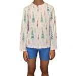 Trees Christmas Holiday Pattern Kids  Long Sleeve Swimwear