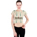 Trees Christmas Holiday Pattern Crew Neck Crop Top