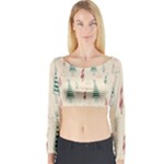 Trees Christmas Holiday Pattern Long Sleeve Crop Top