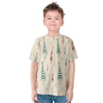 Trees Christmas Holiday Pattern Kids  Cotton T-Shirt