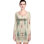 Trees Christmas Holiday Pattern Long Sleeve Bodycon Dress