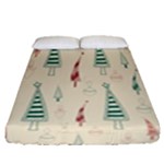 Trees Christmas Holiday Pattern Fitted Sheet (Queen Size)