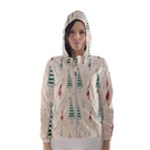 Trees Christmas Holiday Pattern Women s Hooded Windbreaker