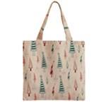 Trees Christmas Holiday Pattern Zipper Grocery Tote Bag