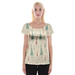 Trees Christmas Holiday Pattern Cap Sleeve Top