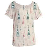 Trees Christmas Holiday Pattern Women s Oversized T-Shirt