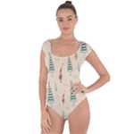 Trees Christmas Holiday Pattern Short Sleeve Leotard 