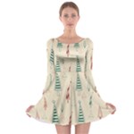 Trees Christmas Holiday Pattern Long Sleeve Skater Dress