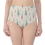 Trees Christmas Holiday Pattern Classic High-Waist Bikini Bottoms