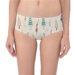 Trees Christmas Holiday Pattern Mid-Waist Bikini Bottoms