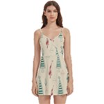 Trees Christmas Holiday Pattern Body Wrap Sleeveless V-Neck Mini Dress