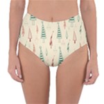 Trees Christmas Holiday Pattern Reversible High-Waist Bikini Bottoms