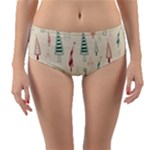 Trees Christmas Holiday Pattern Reversible Mid-Waist Bikini Bottoms