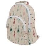 Trees Christmas Holiday Pattern Rounded Multi Pocket Backpack