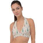 Trees Christmas Holiday Pattern Halter Plunge Bikini Top