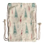 Trees Christmas Holiday Pattern Drawstring Bag (Large)