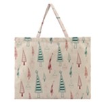 Trees Christmas Holiday Pattern Zipper Large Tote Bag