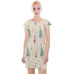 Trees Christmas Holiday Pattern Cap Sleeve Bodycon Dress